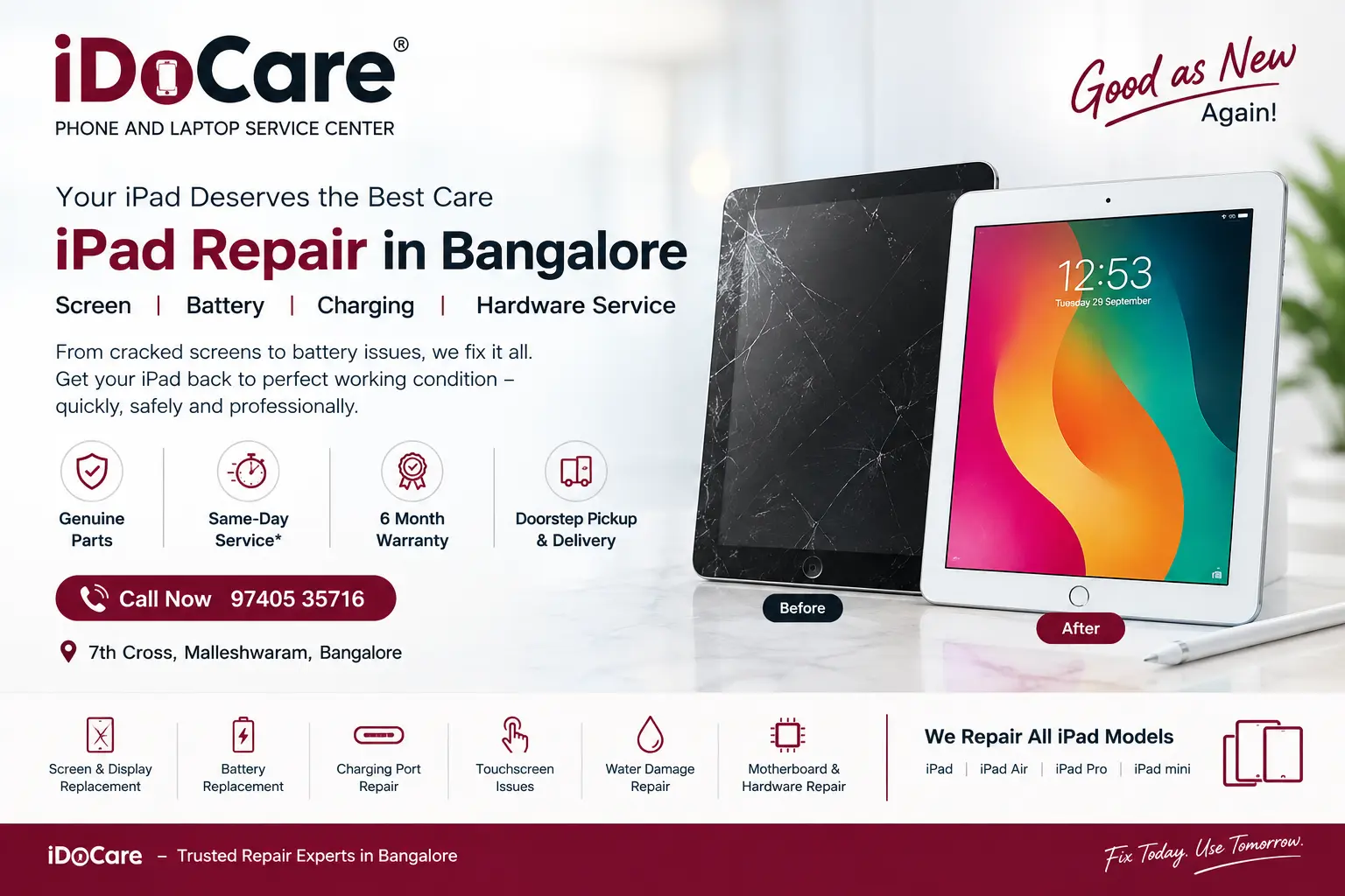 iPad Repair in Bangalore – Screen, Battery, Charging & Hardware Service